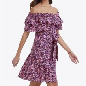 Draper James Off-The-Shoulder Sawyer Mini‎ Dress Ditsy Poppy Pockets Size XS